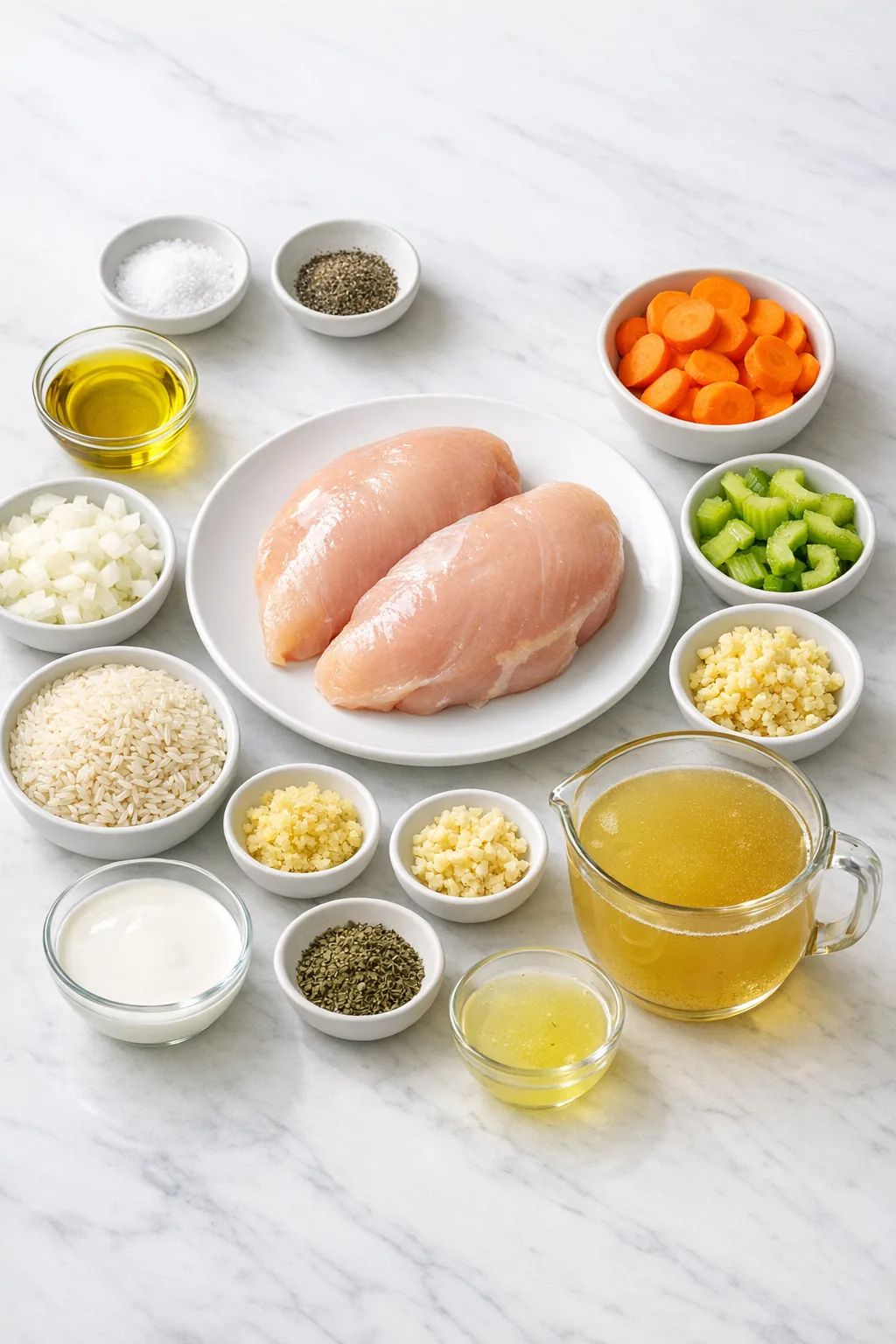 Ingredients for Chicken and Rice Soup