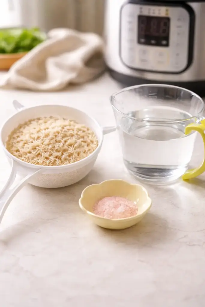 Fresh ingredients for Instant Pot Basmati Rice, basmati rice