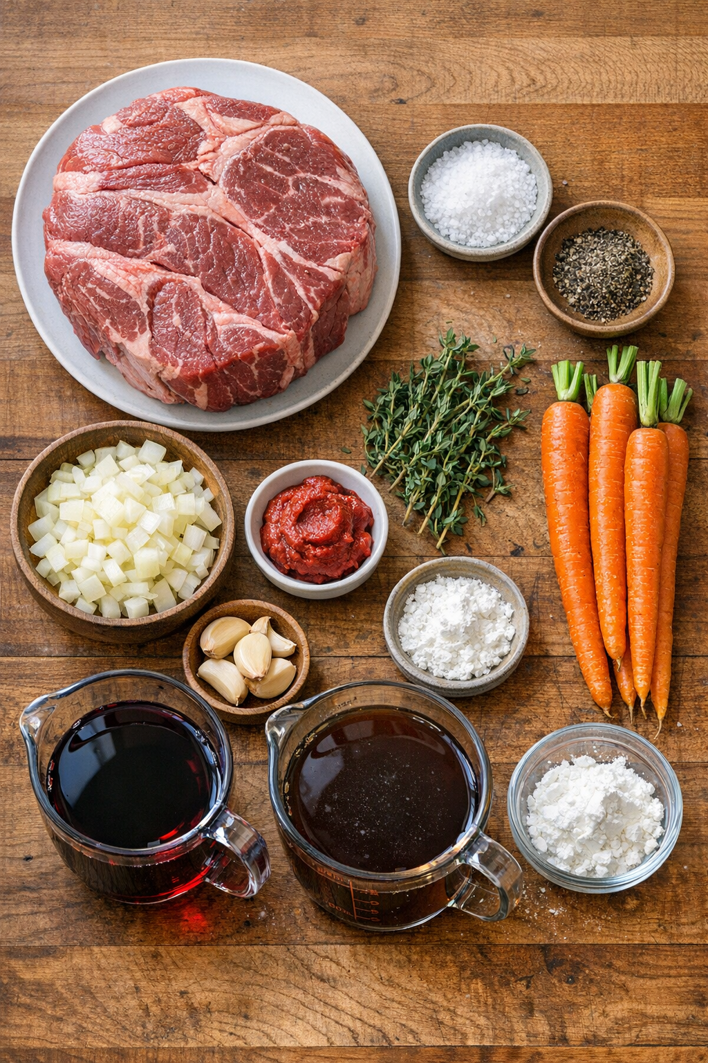 Ingredients for classic pot roast recipe