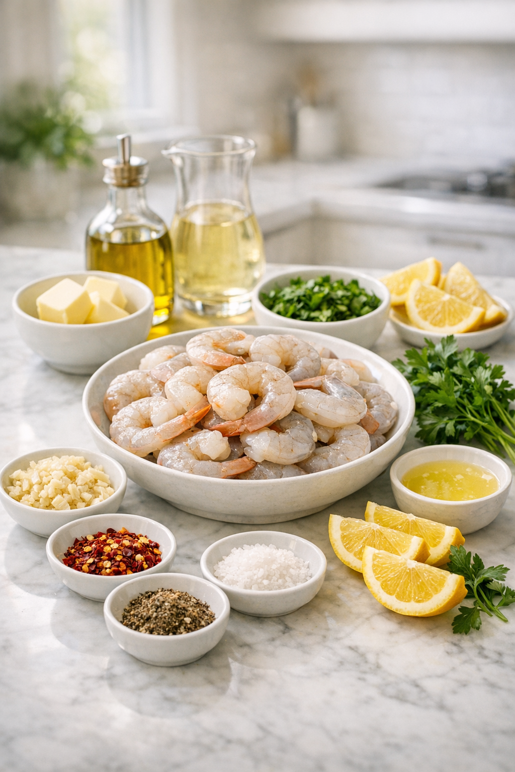 Ingredients for shrimp scampi