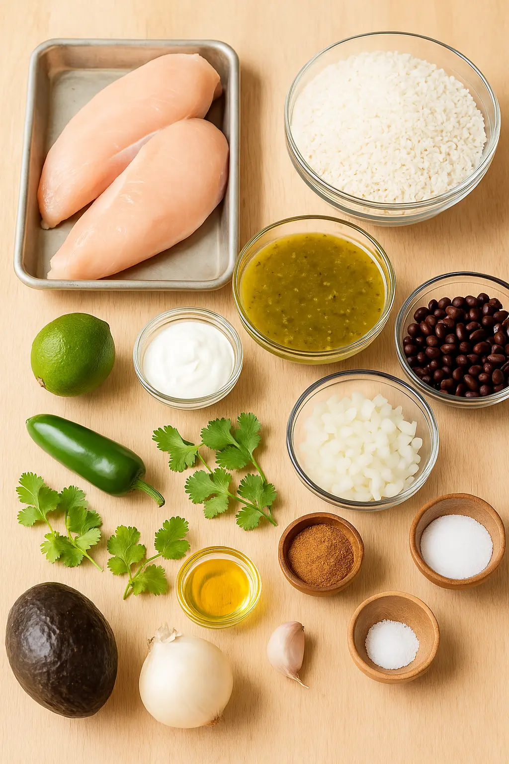 Ingredients for Chicken Burrito Bowls