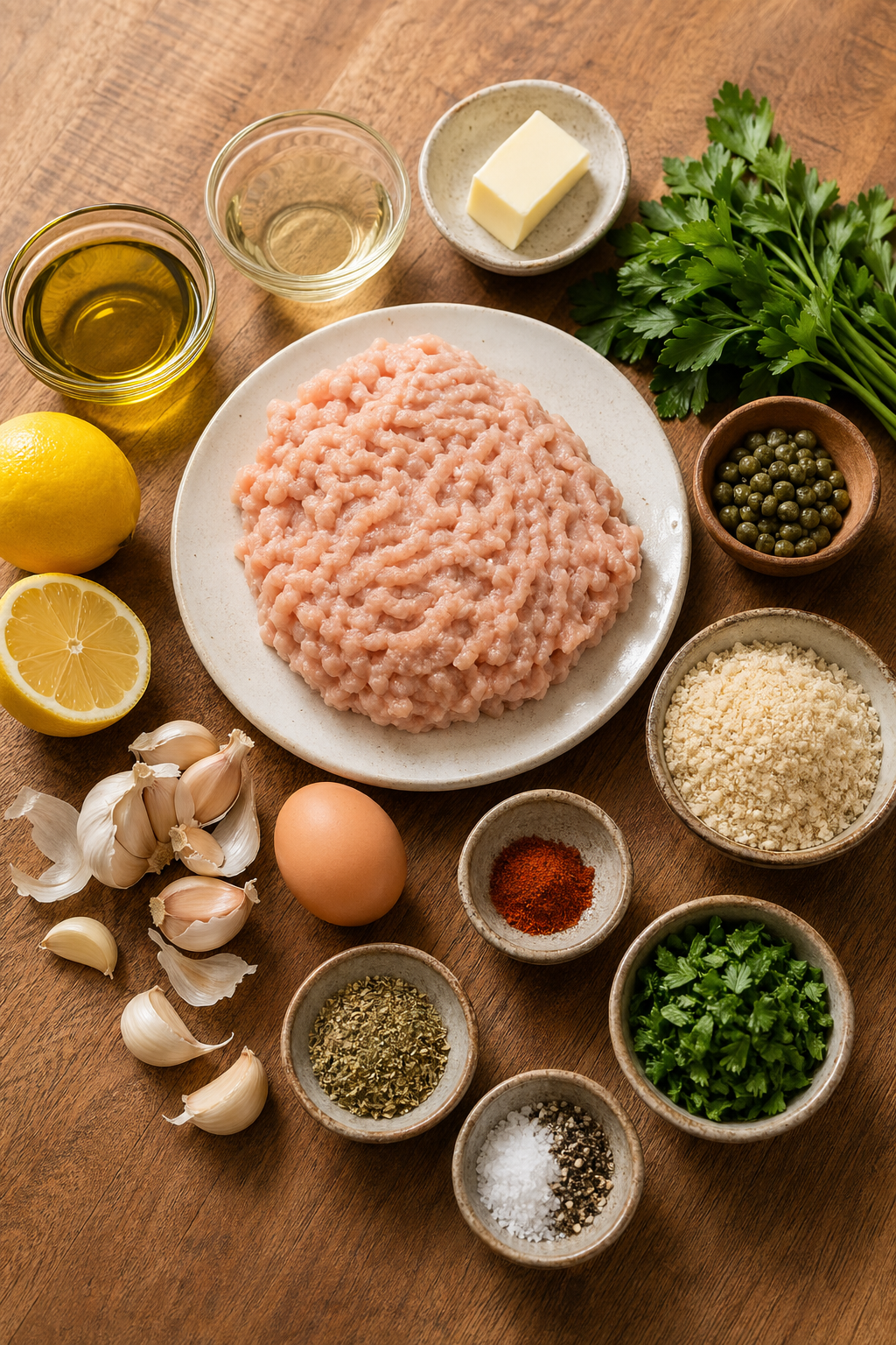 Ingredients for Chicken Piccata Meatballs