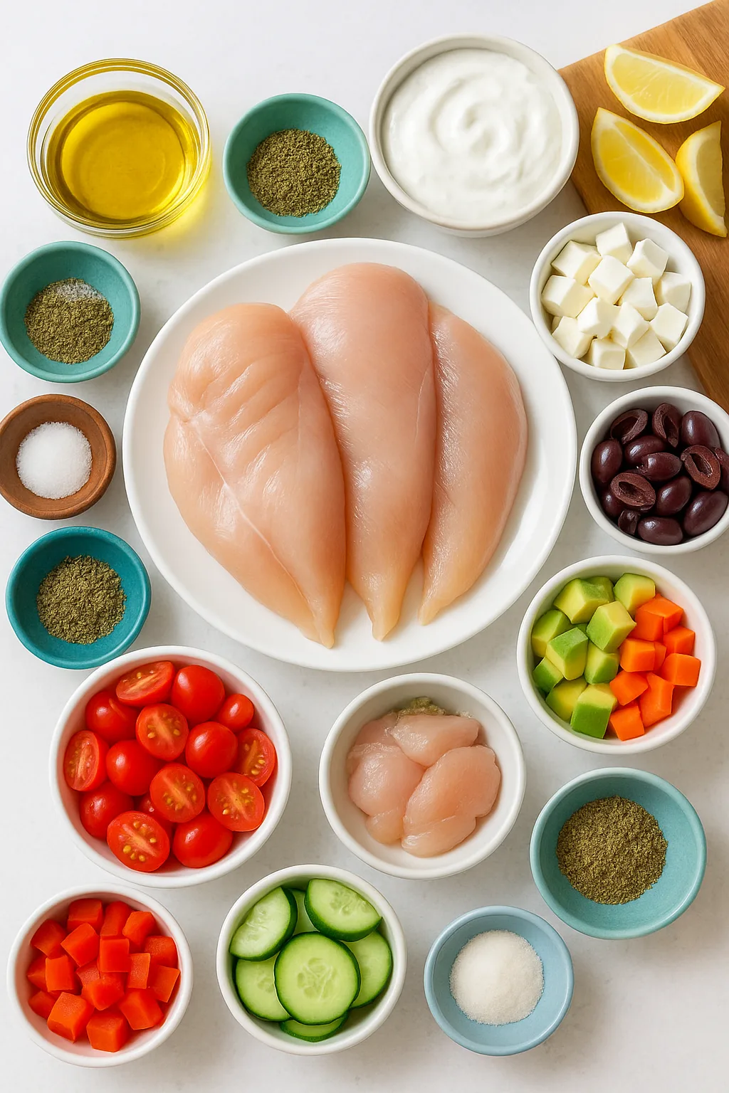 Ingredients for Greek Chicken Bowls