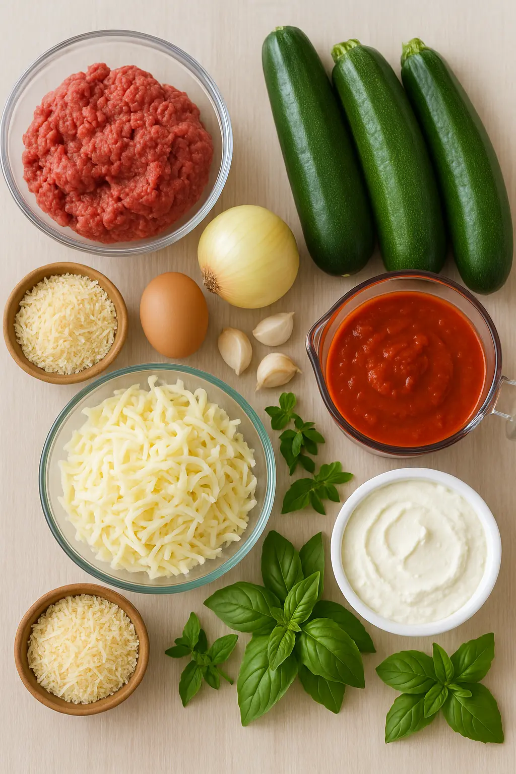 Ingredients for Zucchini Lasagna Recipe