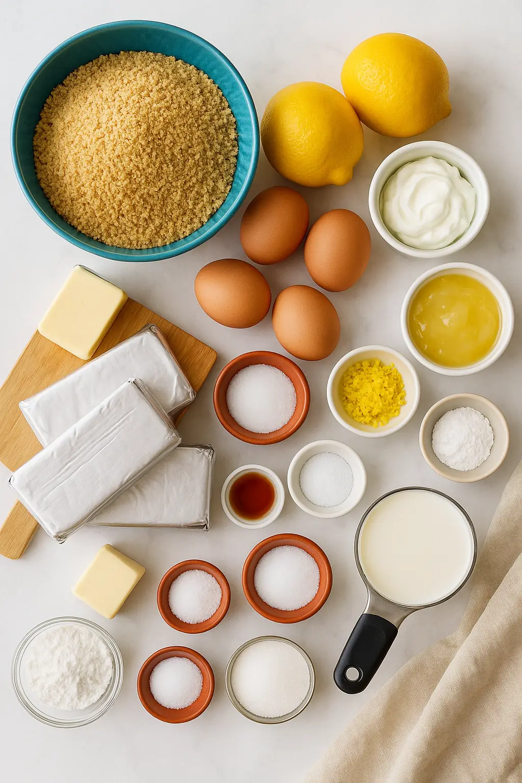 Ingredients for lemon cheesecake