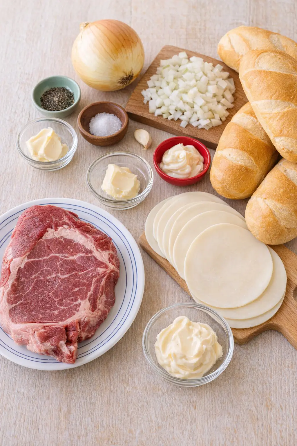 Ingredients for Philly Cheesesteak