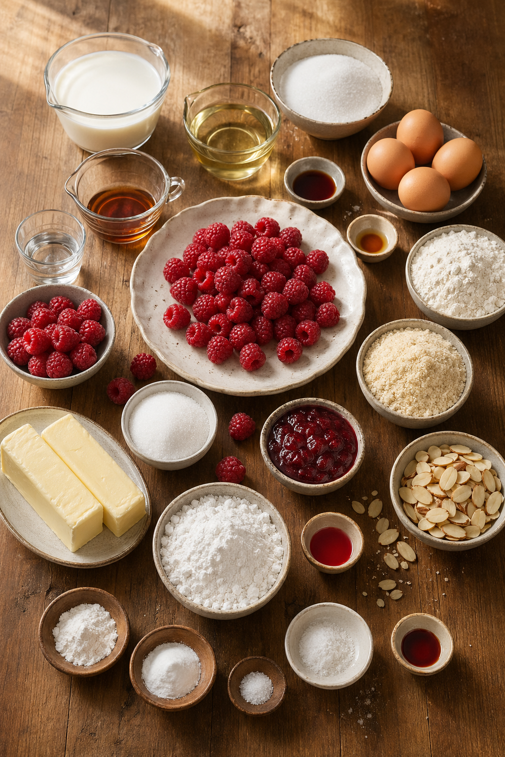Ingredients for Raspberry Almond Cake