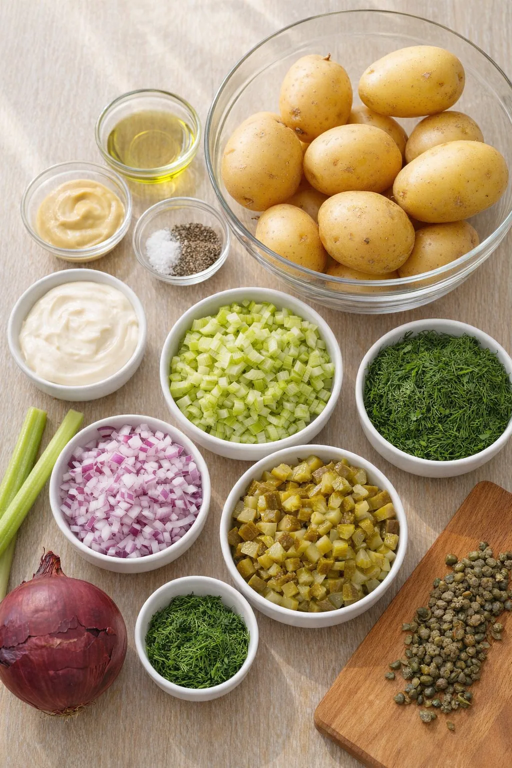Ingredients for Smashed Potato Salad
