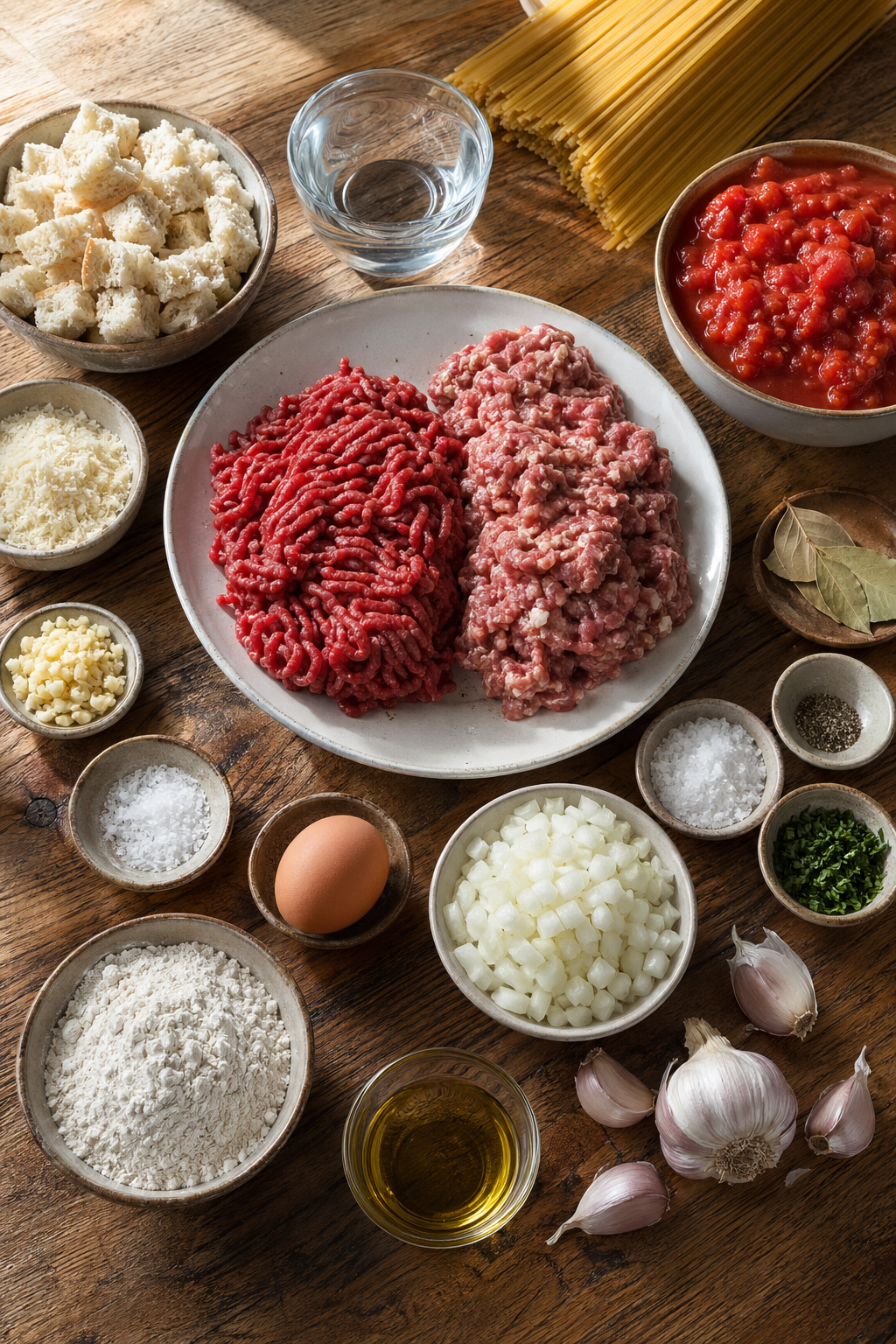 Ingredients for Spaghetti and Meatballs
