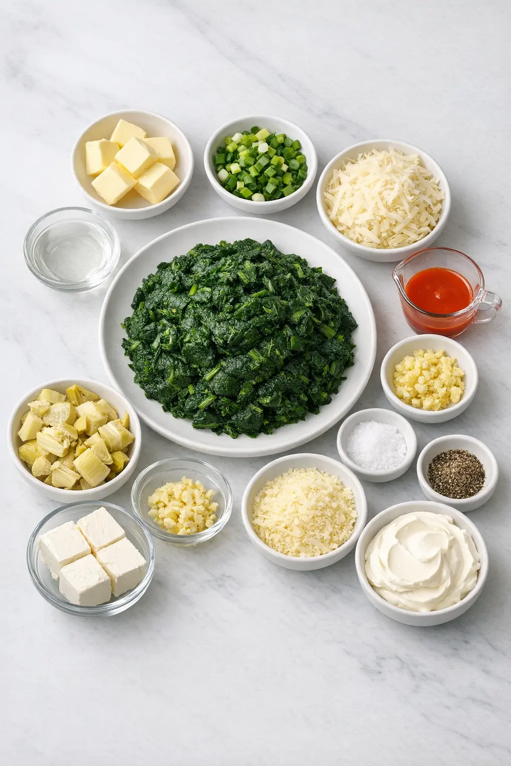 Ingredients for Baked Spinach Artichoke Dip