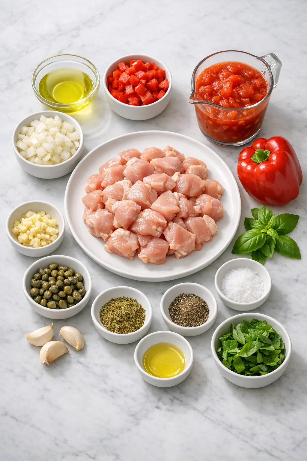 Ingredients for Chicken Cacciatore Stew