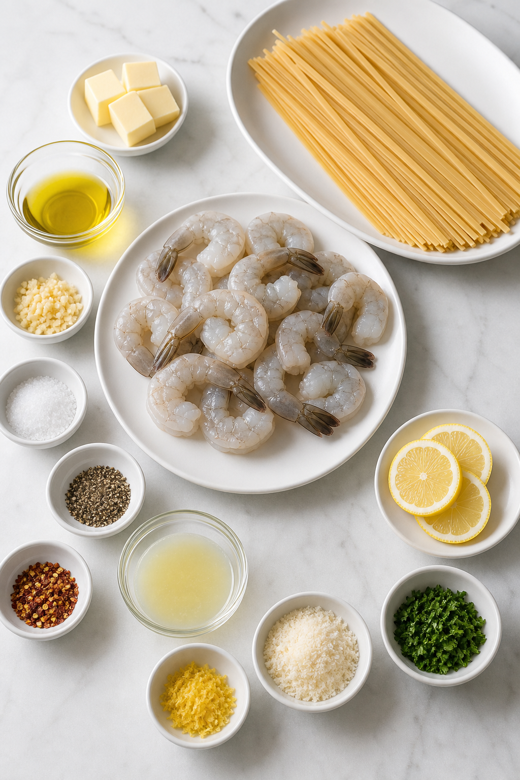 Ingredients for Shrimp Linguine