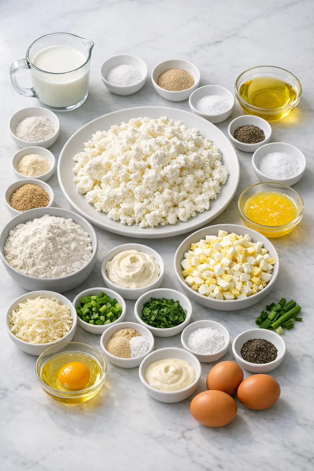 Ingredients for egg cheese piroshki