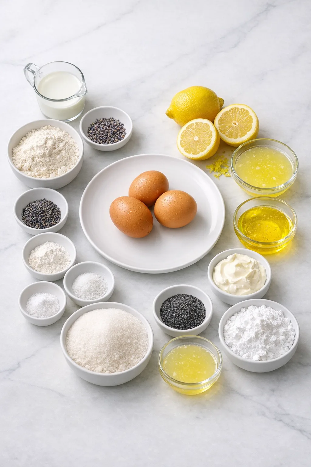 Ingredients for Lemon Poppy Seed Loaf Cake
