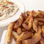 Apple fries with creamy caramel dip