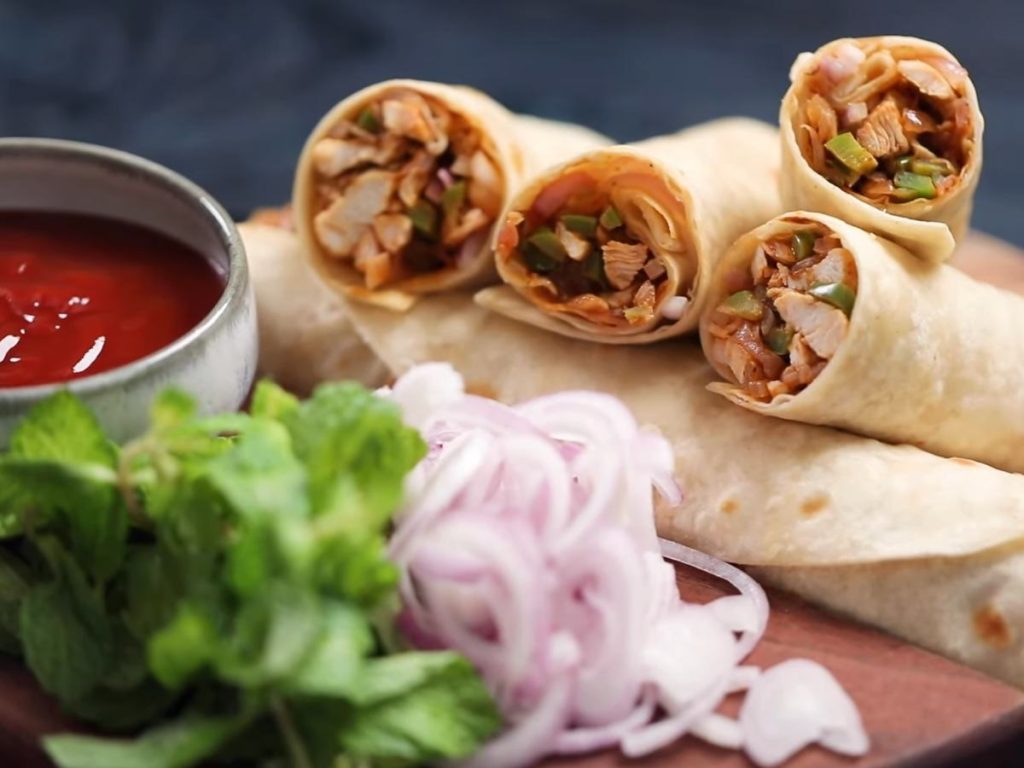 Chicken Wrapped in Roti