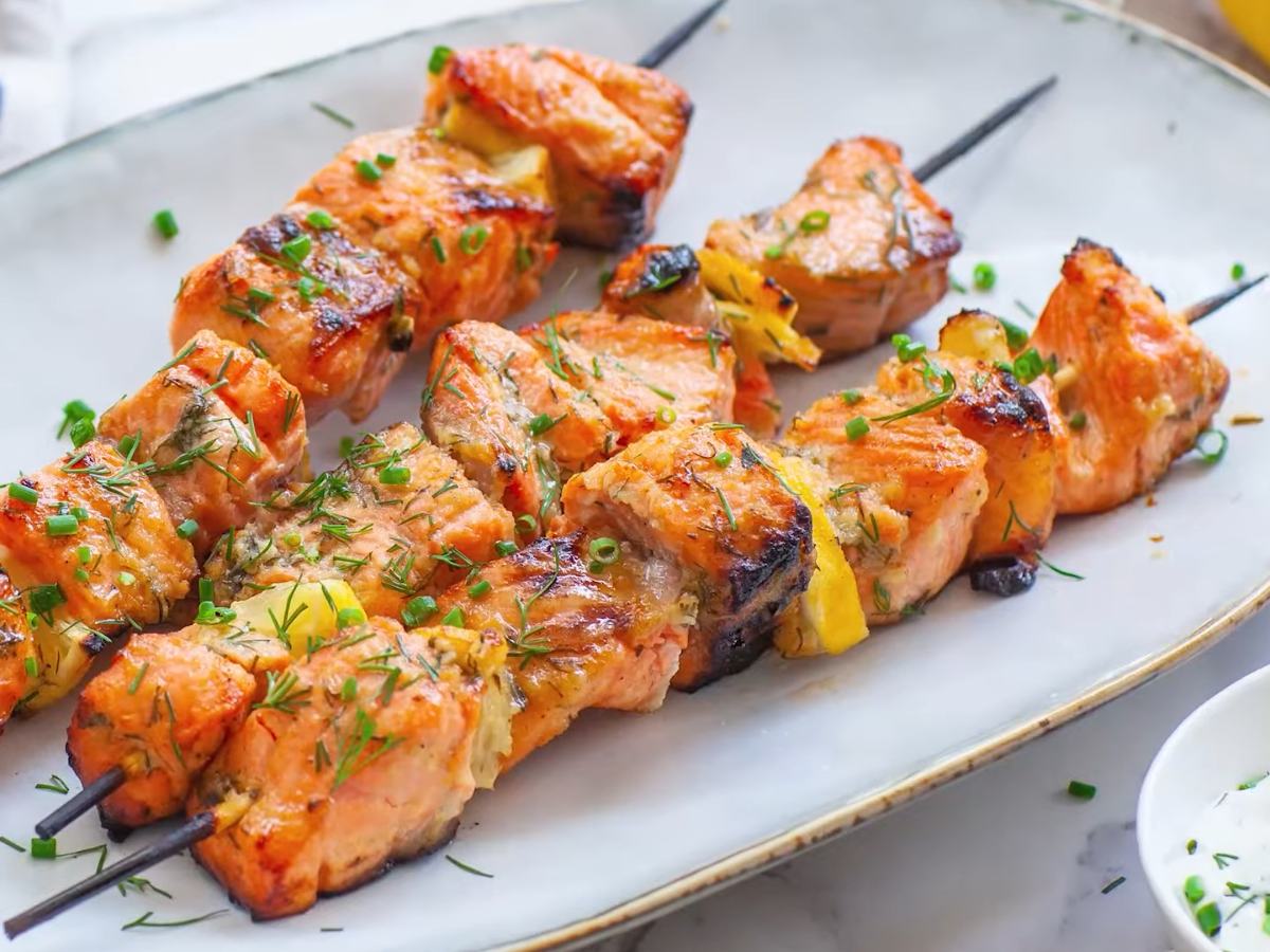 Garlic & Lemon Salmon Kabobs