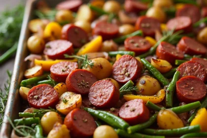 Cajun Sheet Pan Sausage and Vegetables