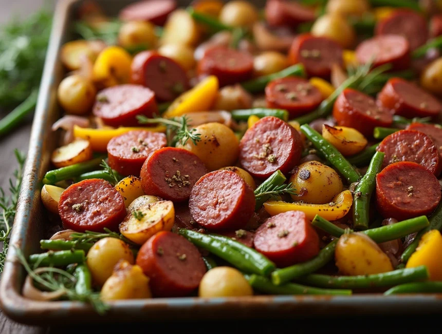 Cajun Sheet Pan Sausage and Vegetables