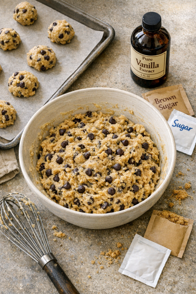 Step-by-step preparation of sourdough chocolate chip cookies