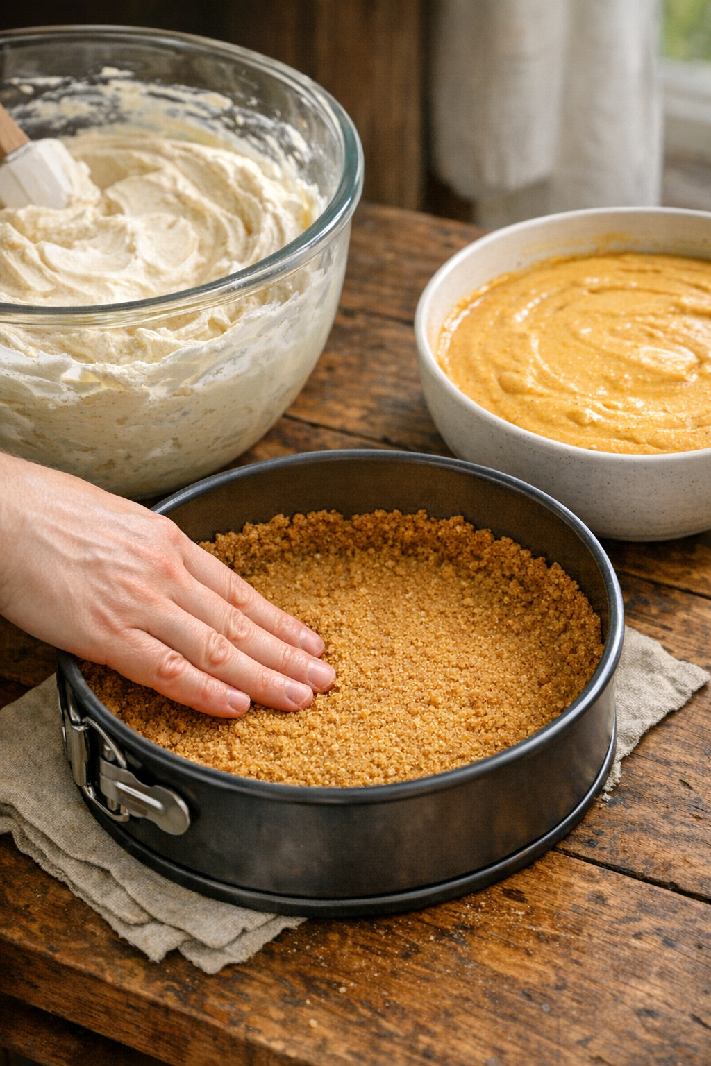Step-by-step preparation of pumpkin cheesecake