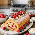 Raspberry Swiss Roll Cake