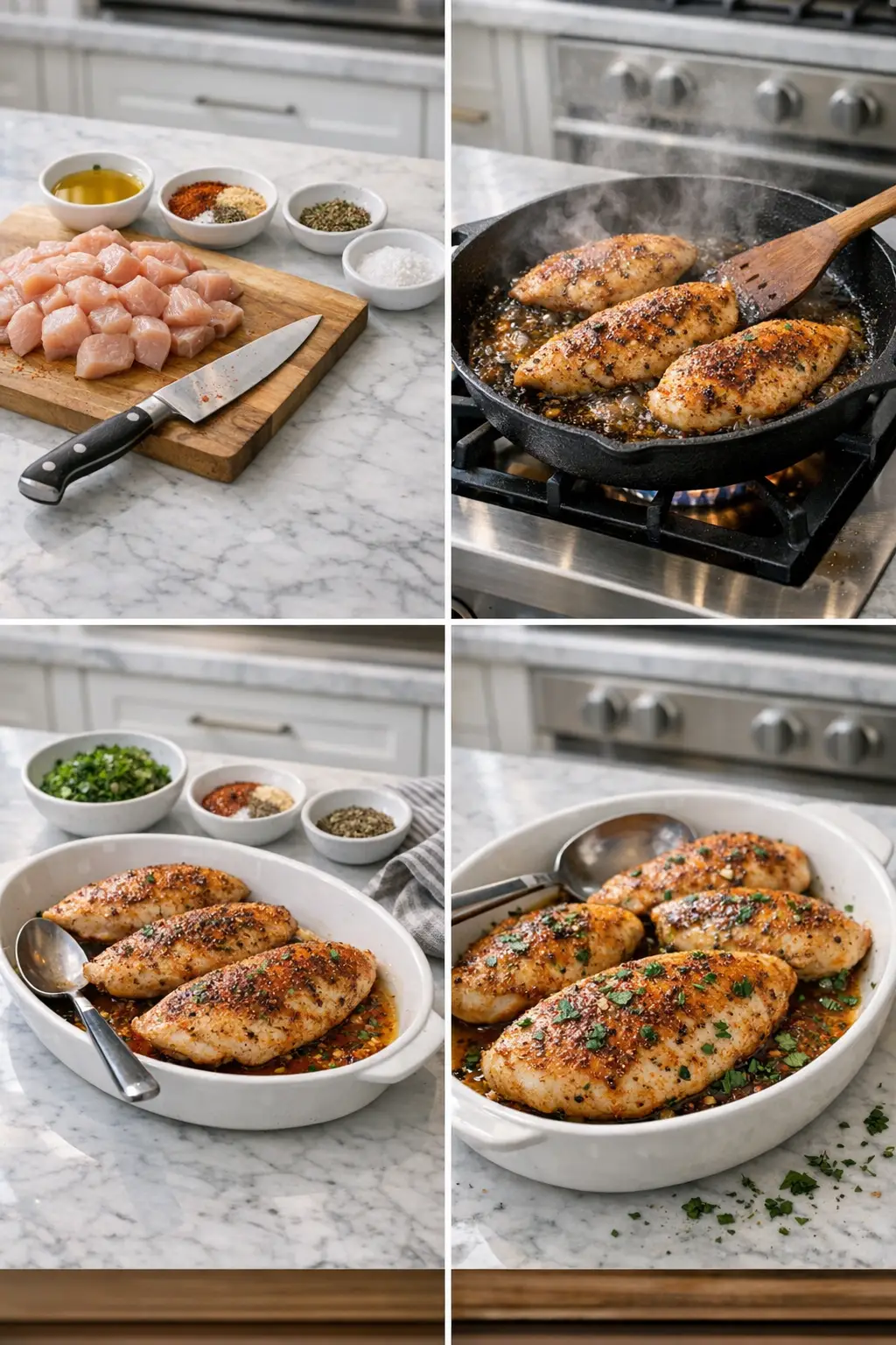 Step-by-step preparation of baked chicken breast
