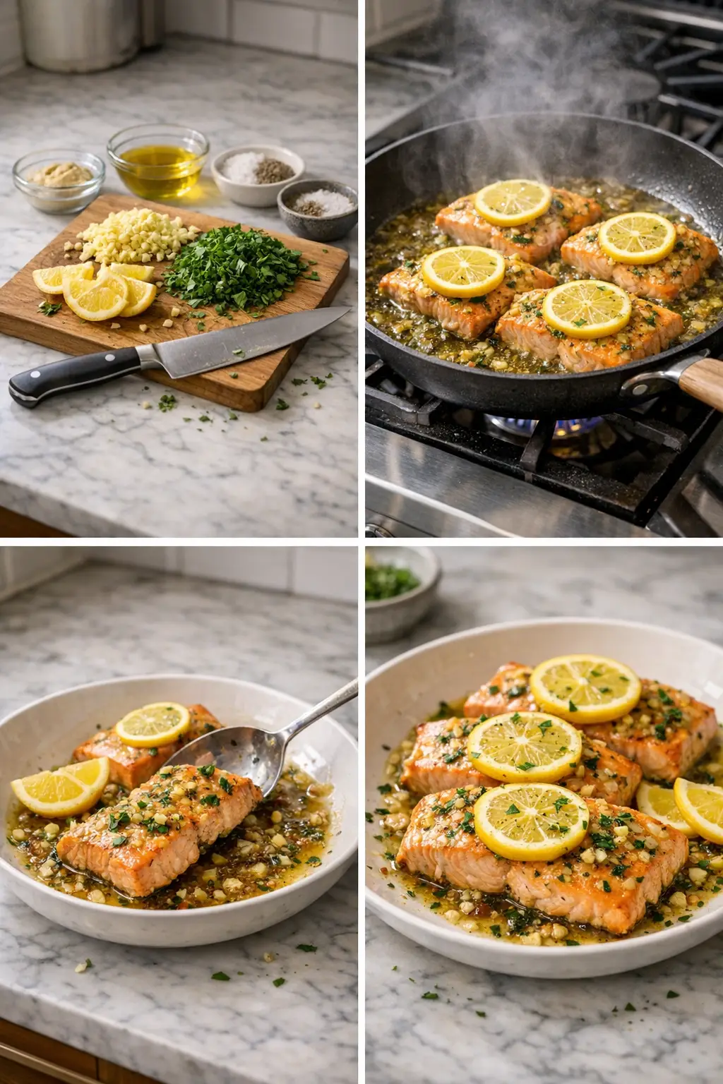 Step-by-step preparation of baked salmon with garlic and Dijon