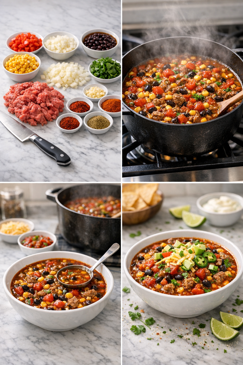 Step-by-step preparation of Taco Soup