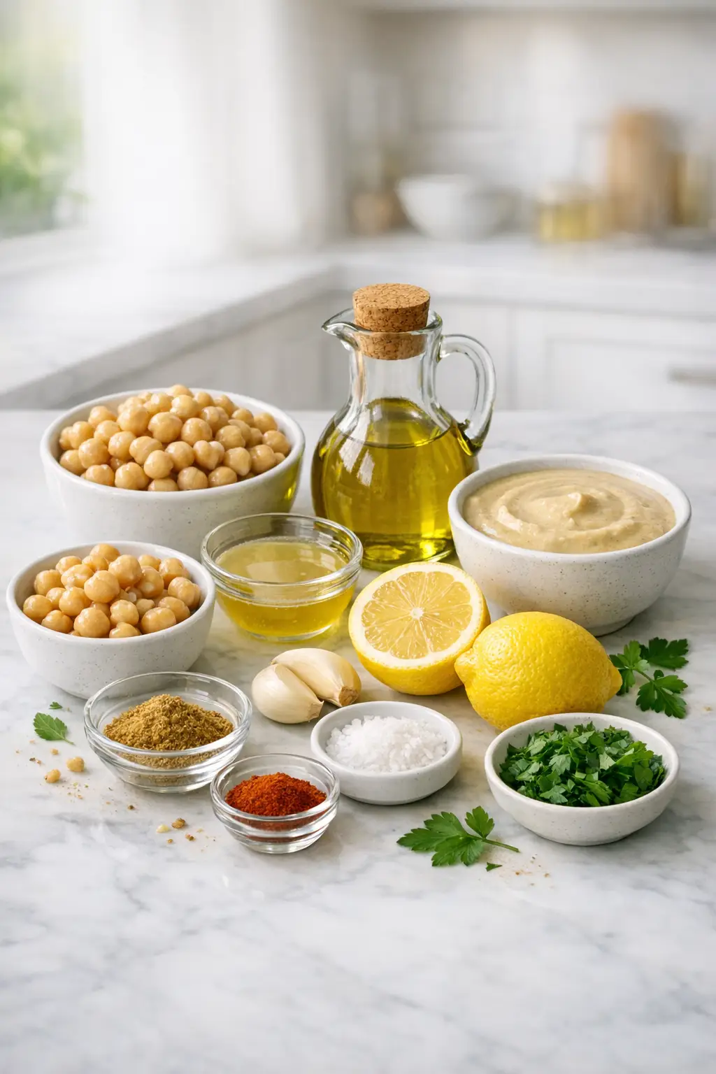 Ingredients for homemade hummus